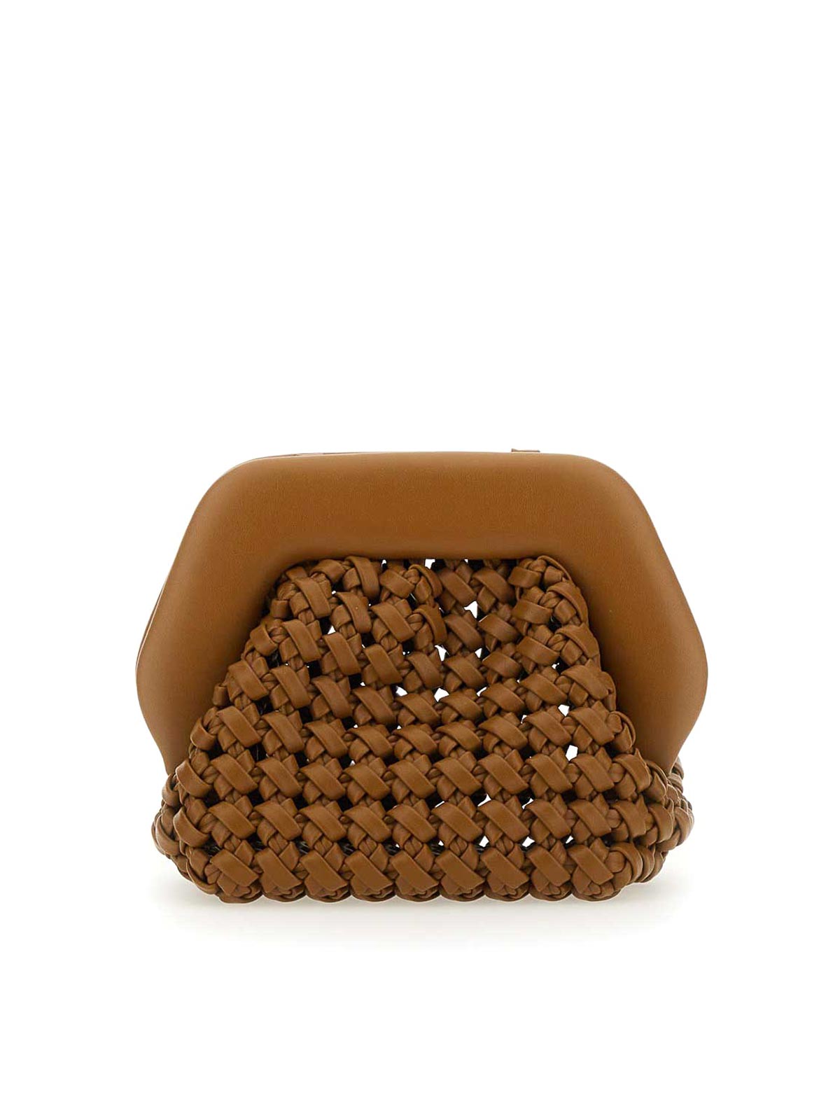 Shop Themoirè Gea Knots Clutch In Beige