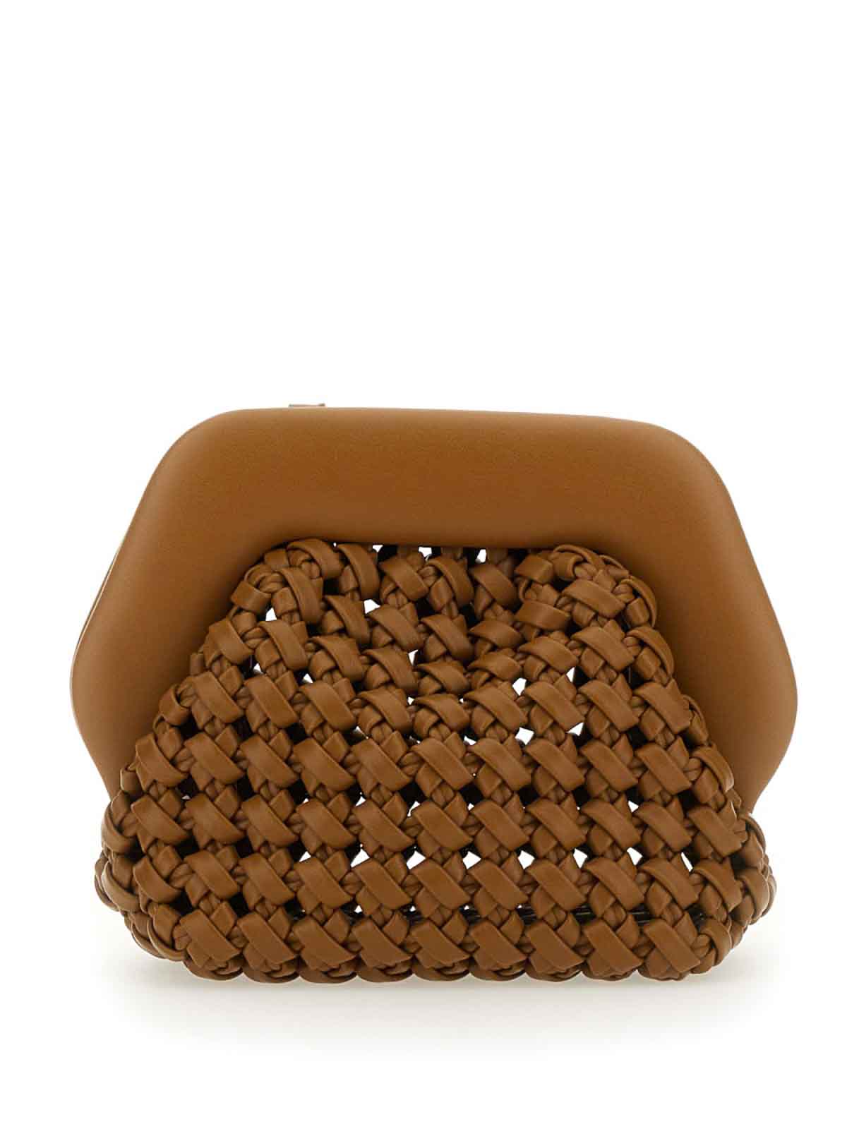 Shop Themoirè Gea Knots Clutch In Beige