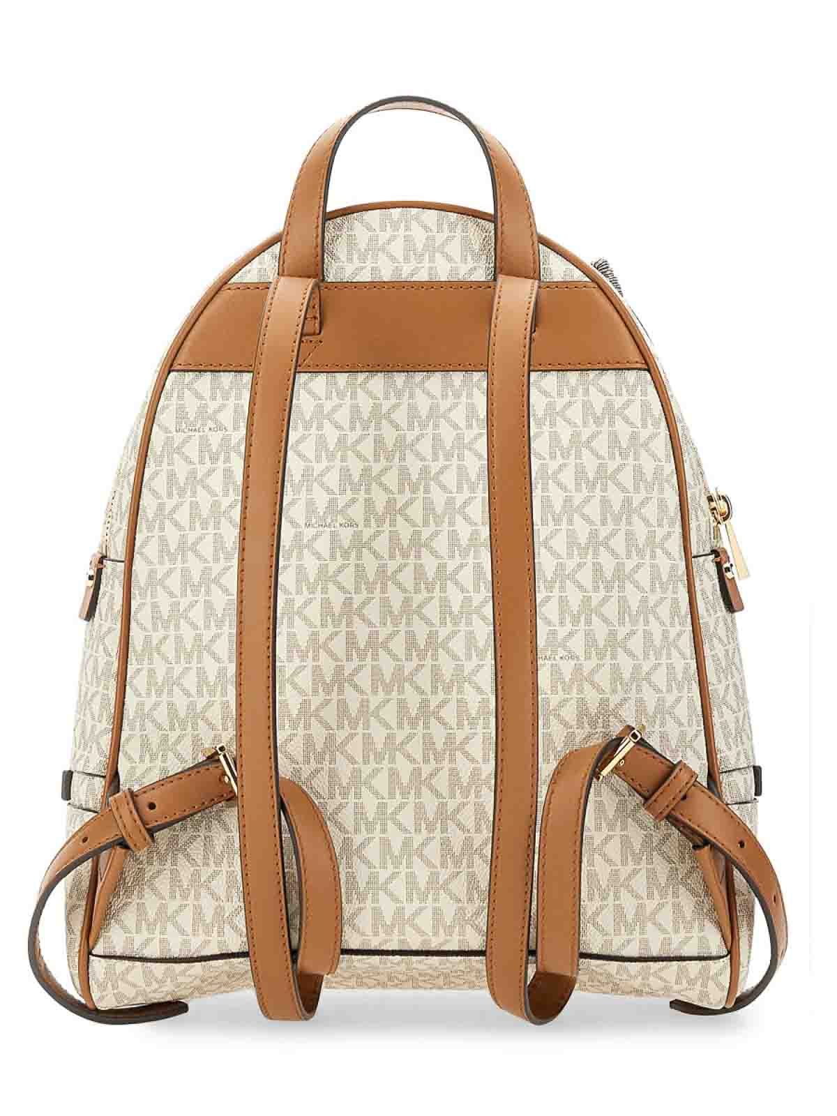 Shop Michael Michael Kors Rhea Zipper Medium Backpack In Beige