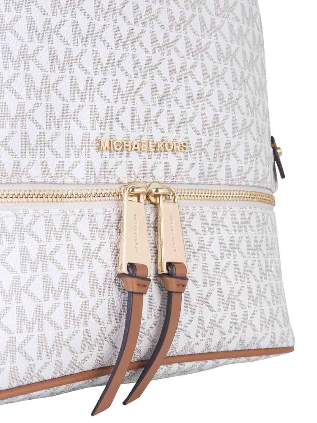 Shop Michael Michael Kors Rhea Zipper Medium Backpack In Beige