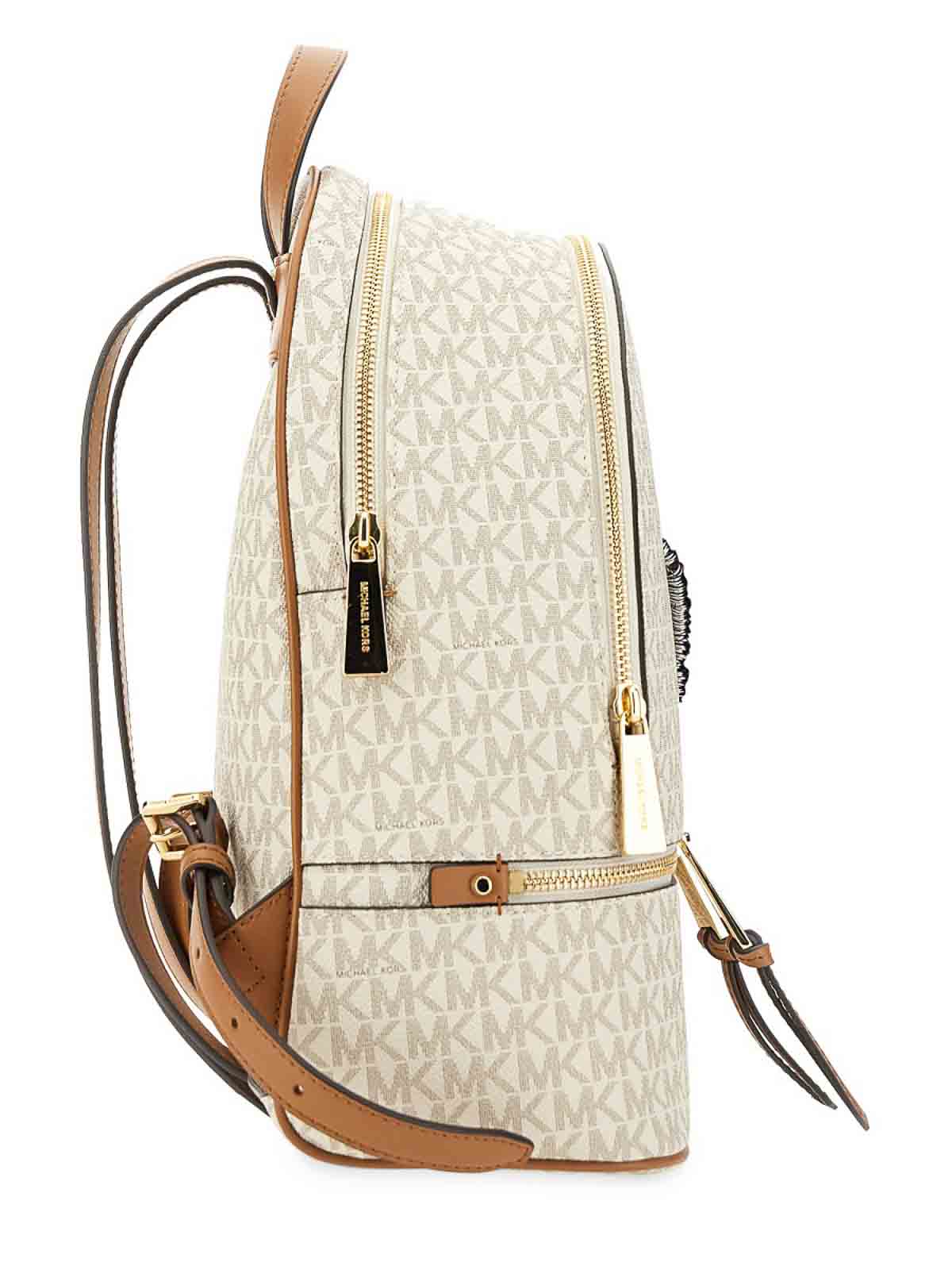 Shop Michael Michael Kors Rhea Zipper Medium Backpack In Beige