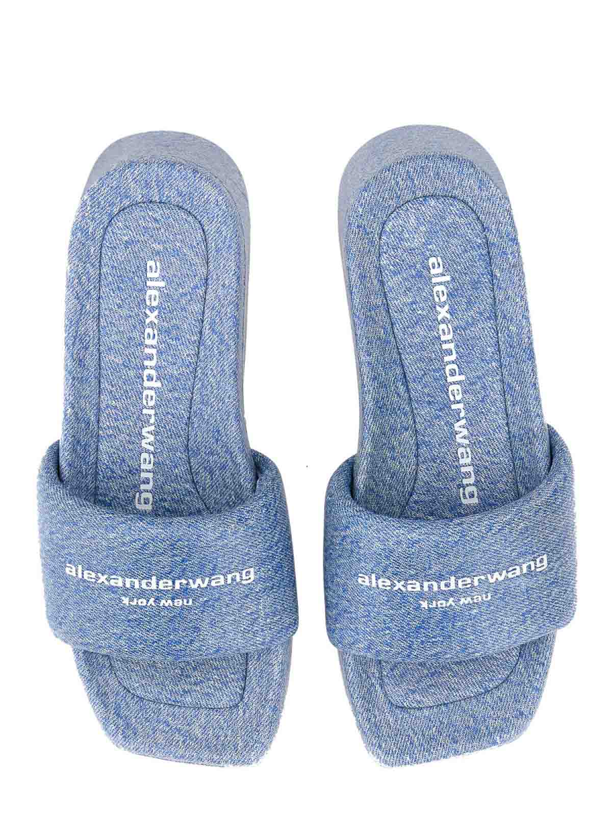 Shop Alexander Wang Sandal With Logo In Blue
