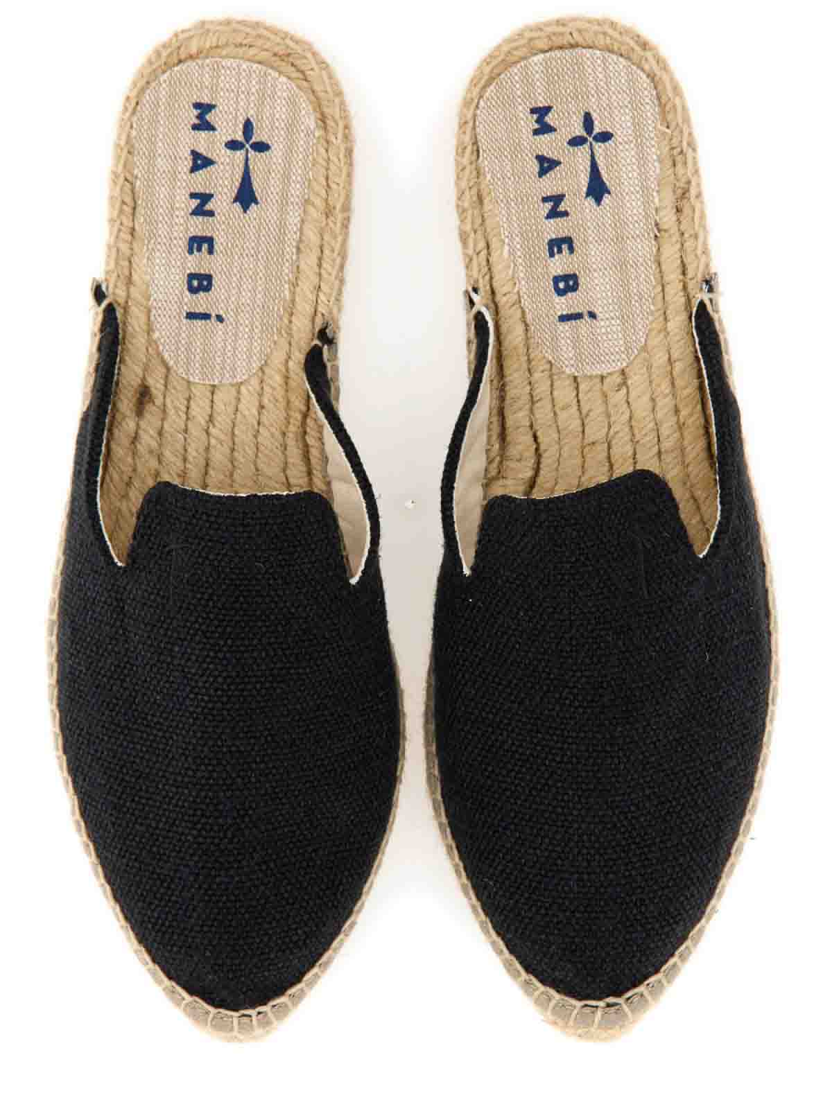 Shop Manebi Logo Sandals In Black