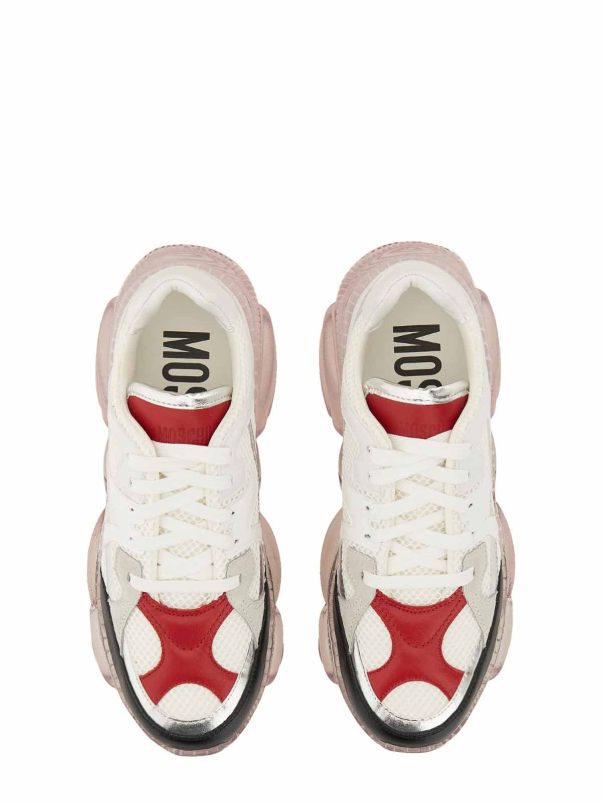 Shop Moschino Teddy Sneakers In White