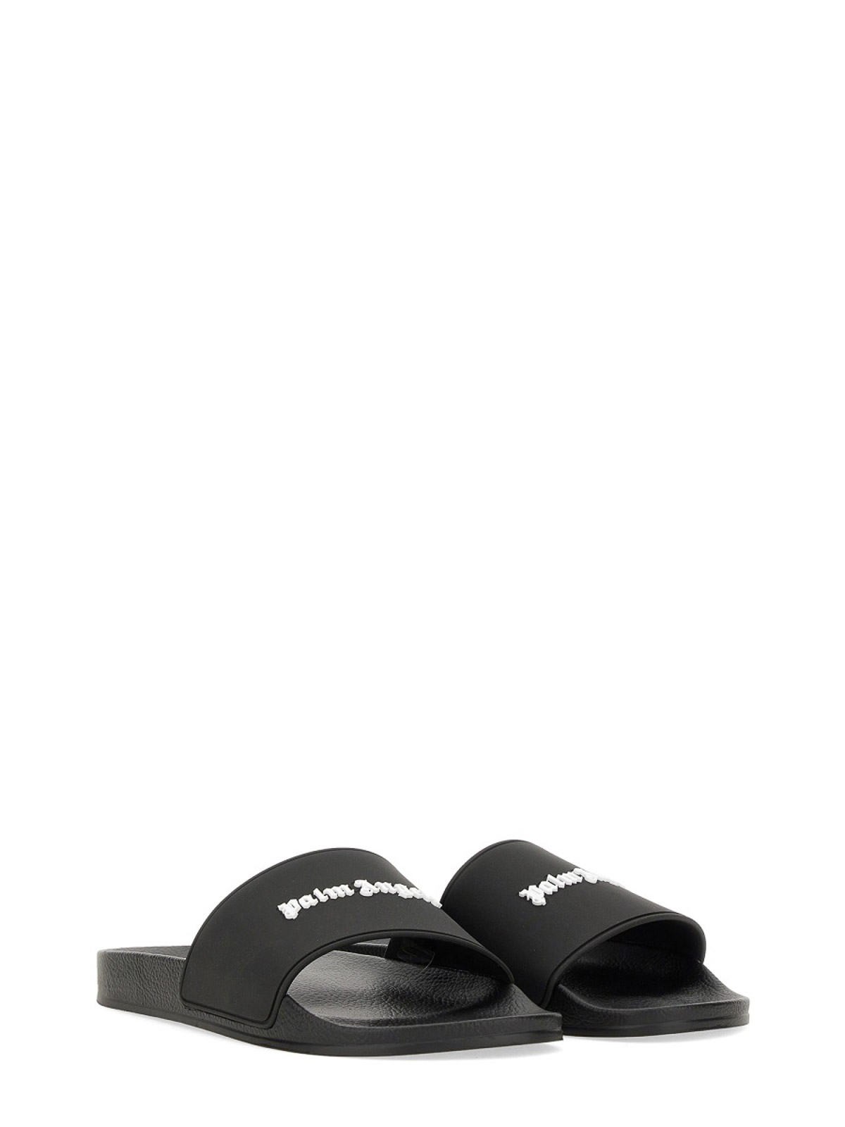 Shop Palm Angels Slide Sandals With Logo In Black