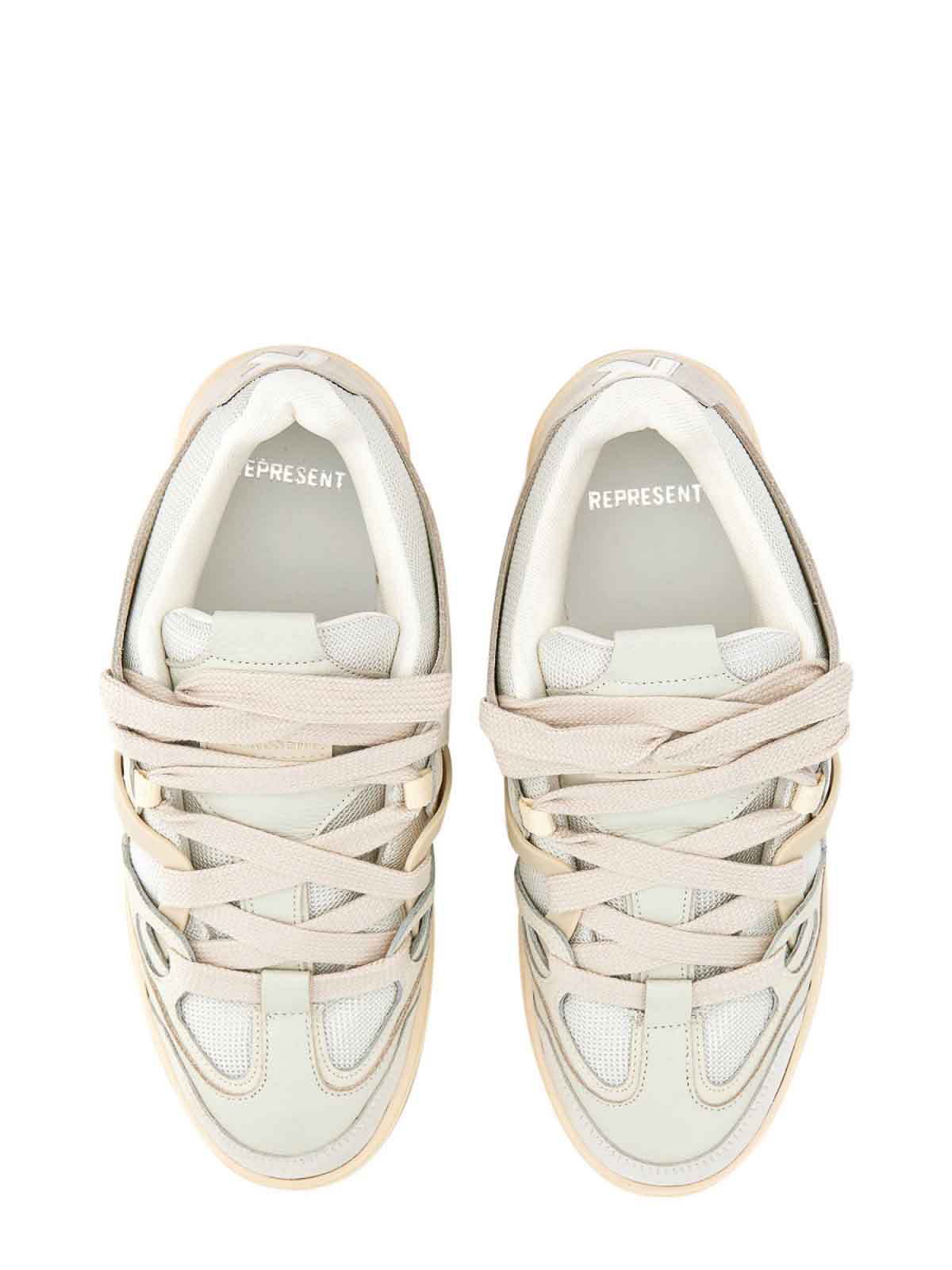 Shop Represent Leather Sneakers In White