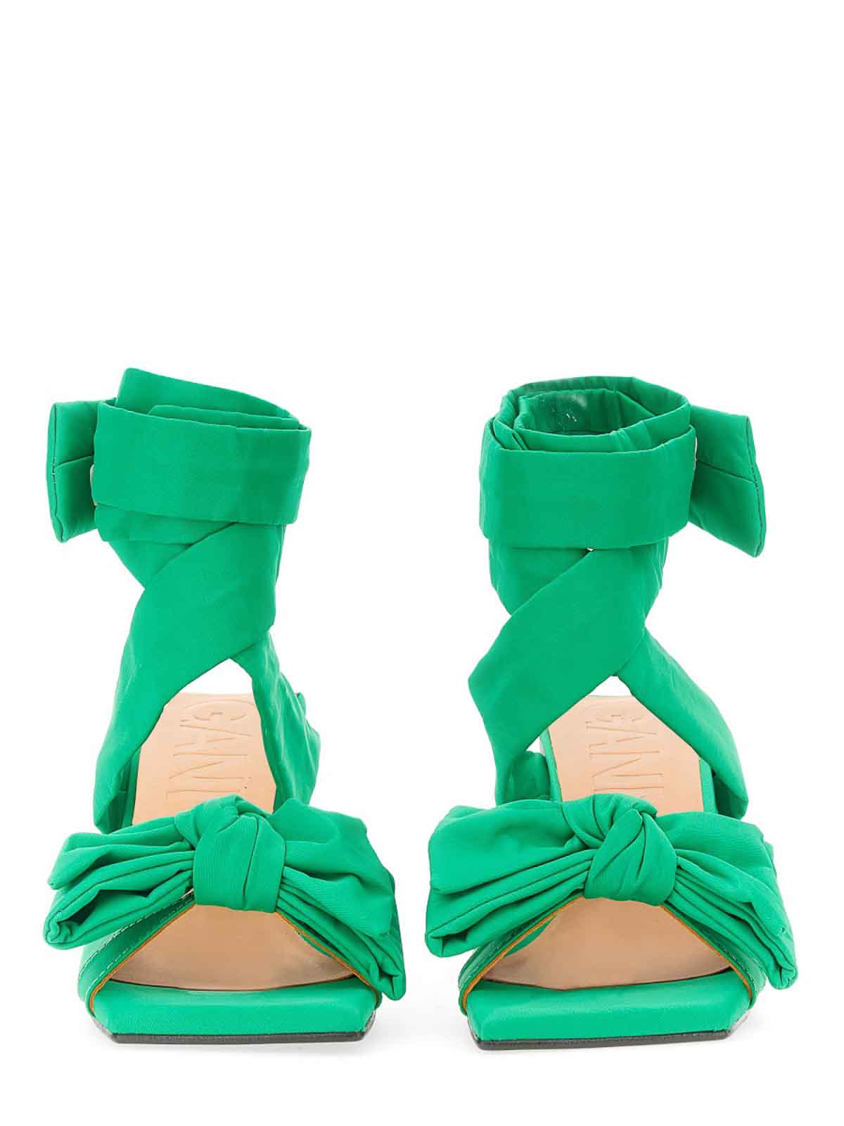 Shop Ganni Heeled Sandal In Green