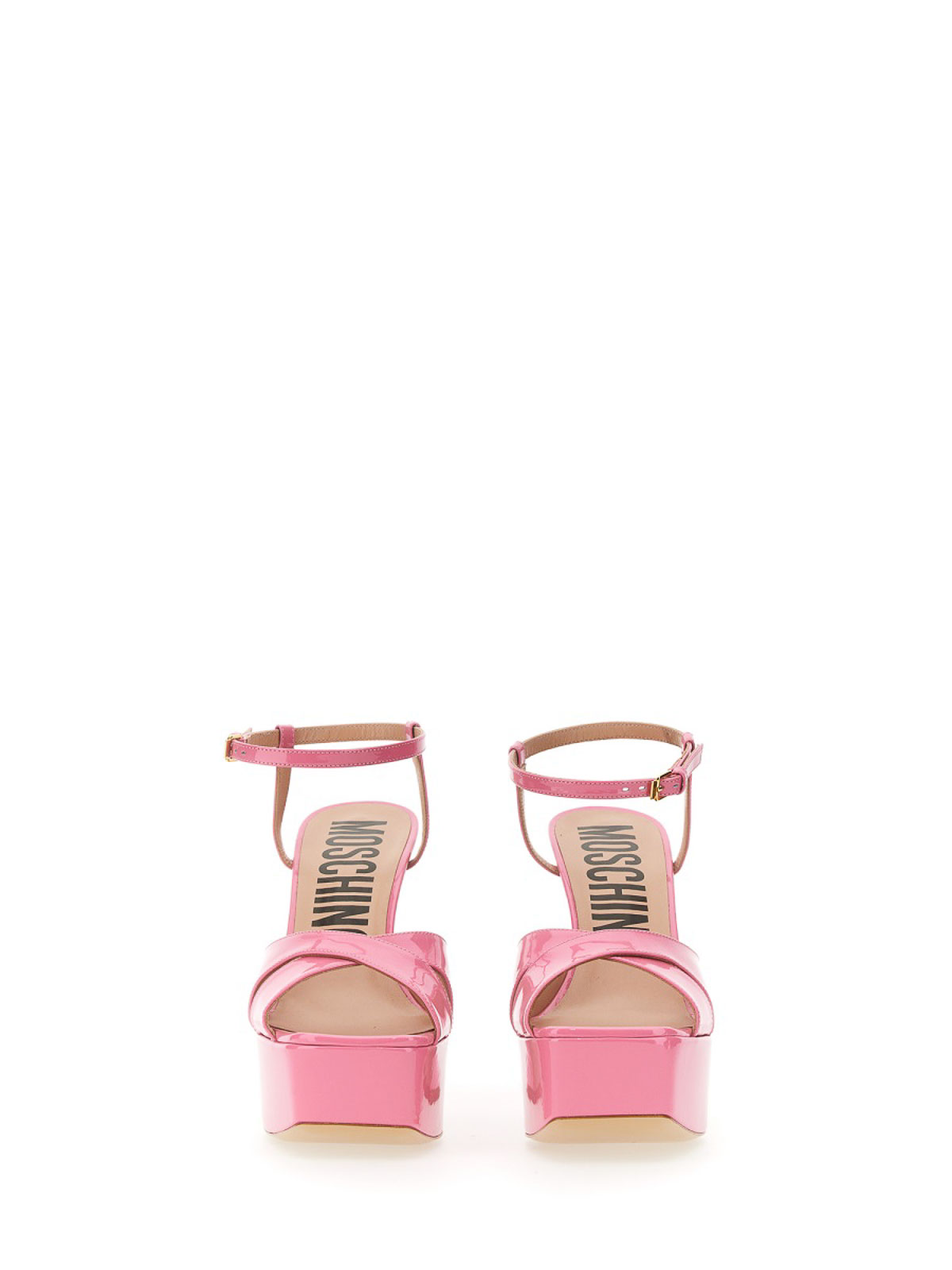 Shop Moschino Platform Sandal In Nude & Neutrals