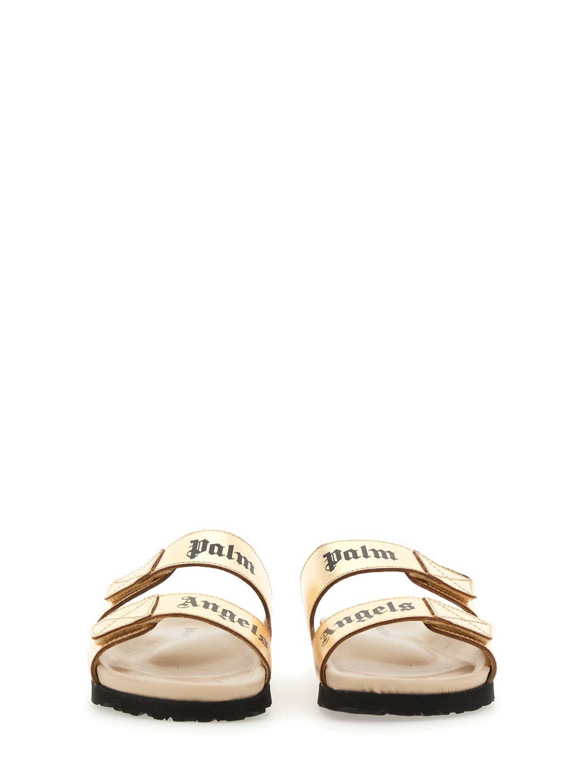 Shop Palm Angels Sandal With Logo In Gold