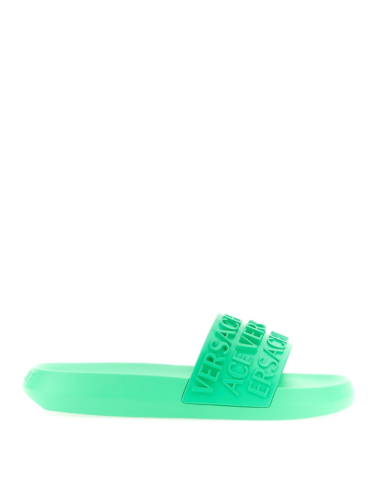 Shop Versace Logo Sandals In Green