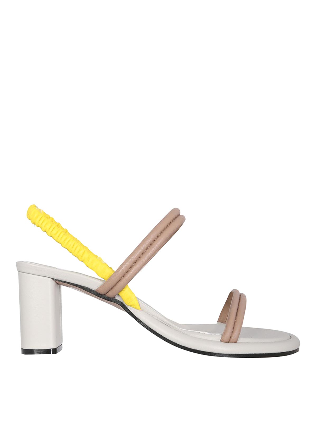 Shop Alysi Leather Sandals In Beige