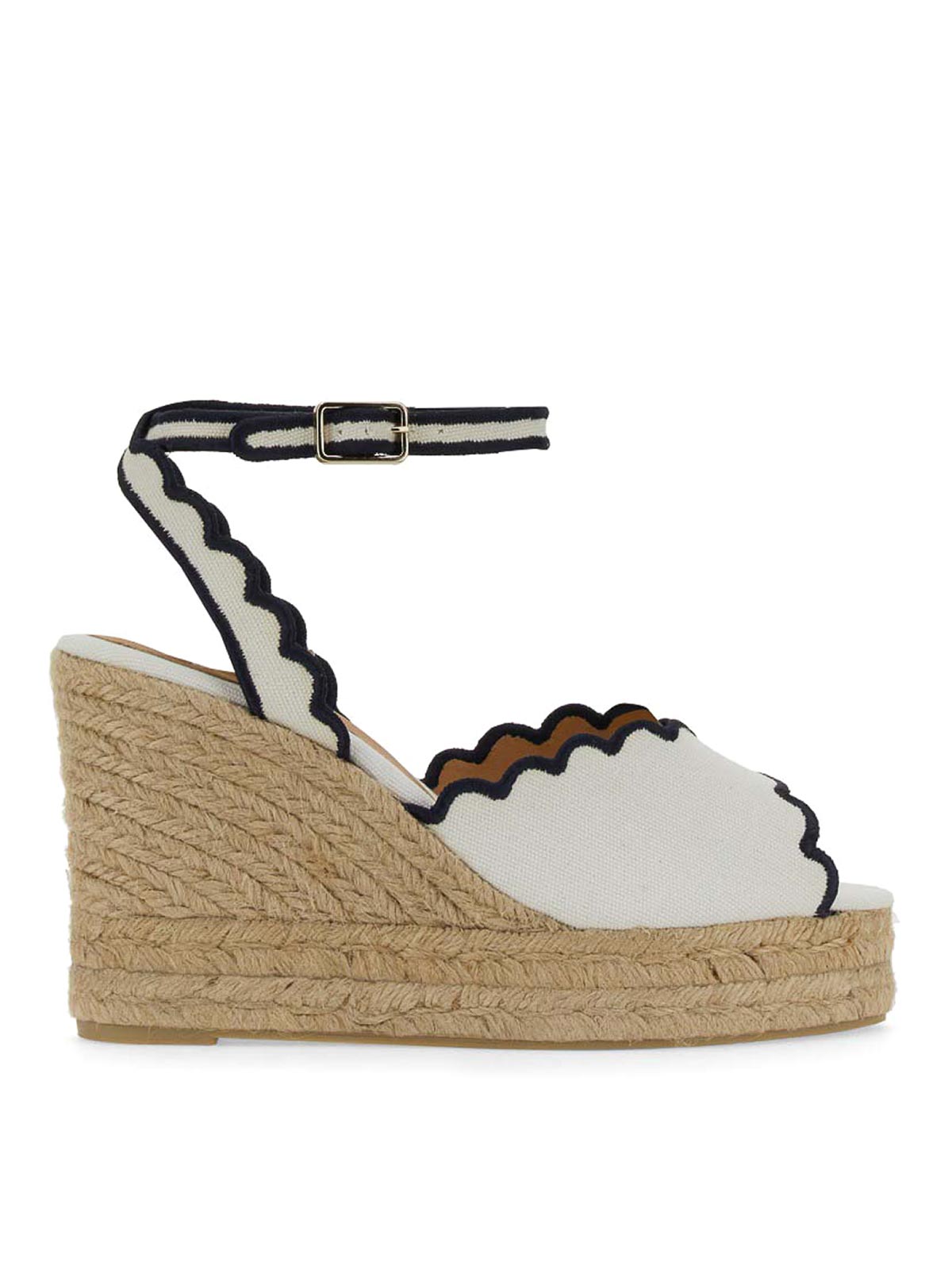 Shop Castaã±er Wedge Sandals In White