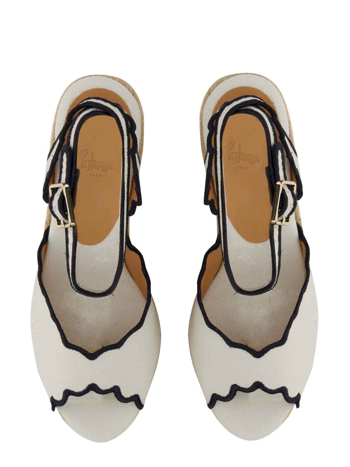 Shop Castaã±er Wedge Sandals In White