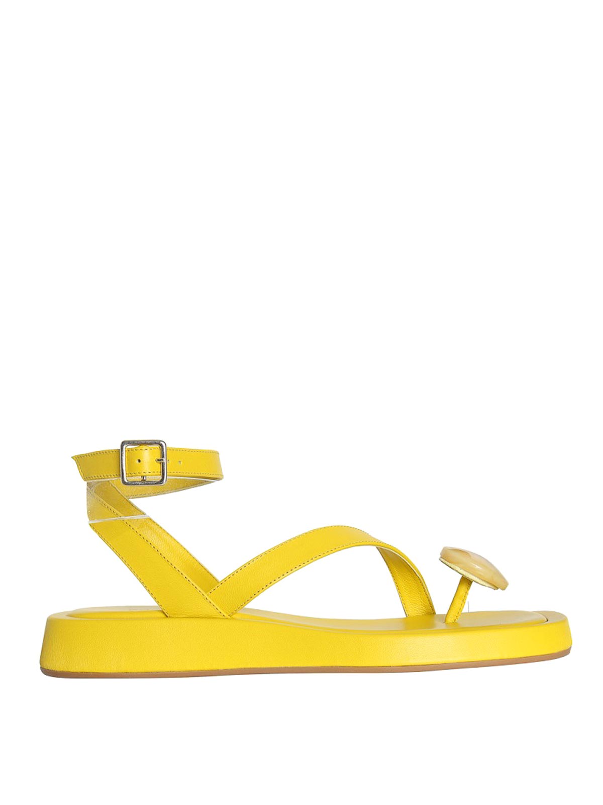 Shop Gia Borghini Rosie 18 Giarhw Leather Sandalss In Yellow