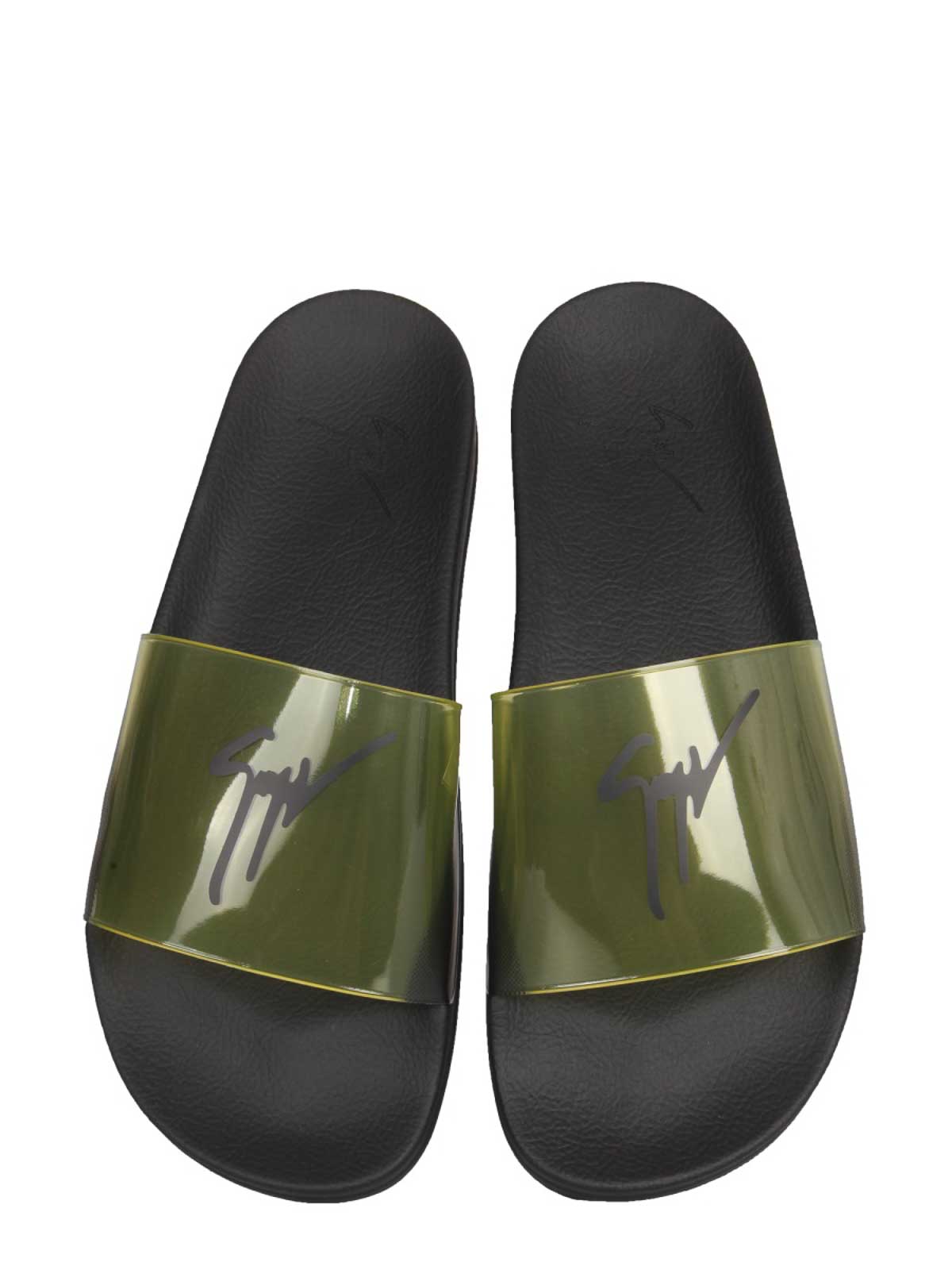 Shop Giuseppe Zanotti Slide Sandalss With Logo In Black