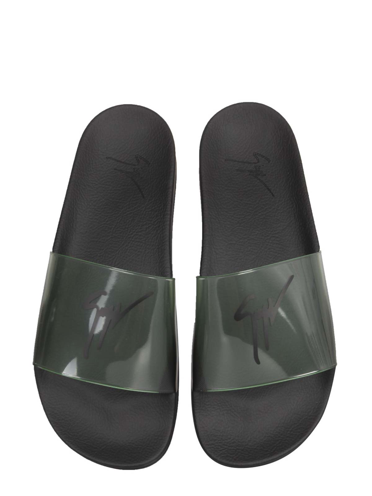 Shop Giuseppe Zanotti Slide Sandalss With Logo In Black