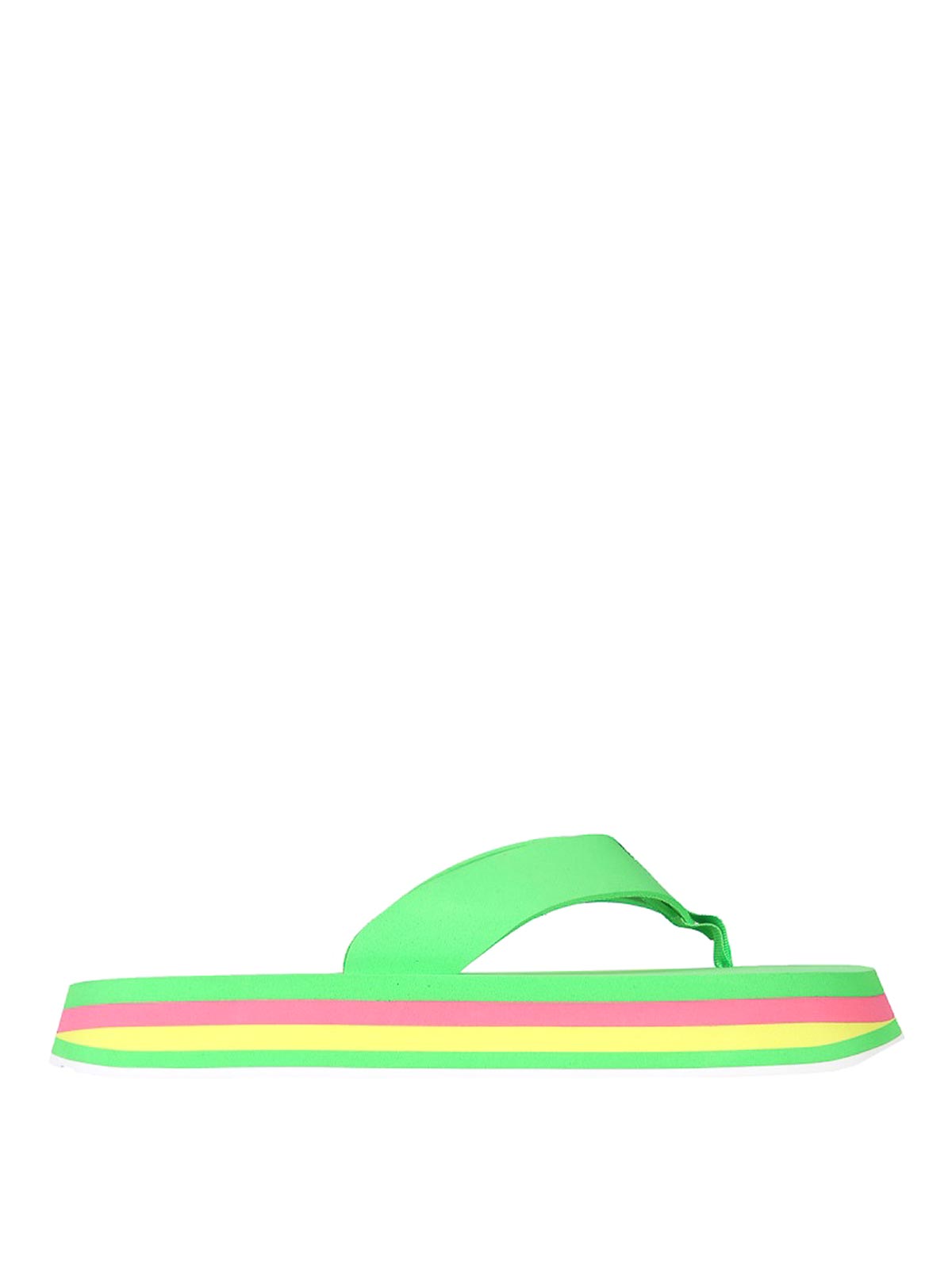 Shop Msgm Thong Sandals In Green