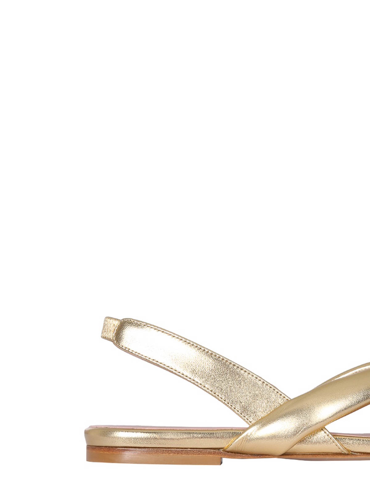 Shop Gia Borghini Leather Slingback Sandals In Gold