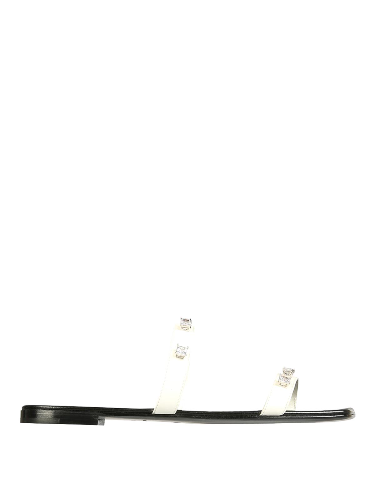 Shop Giuseppe Zanotti Low Sandals With Stones In Silver
