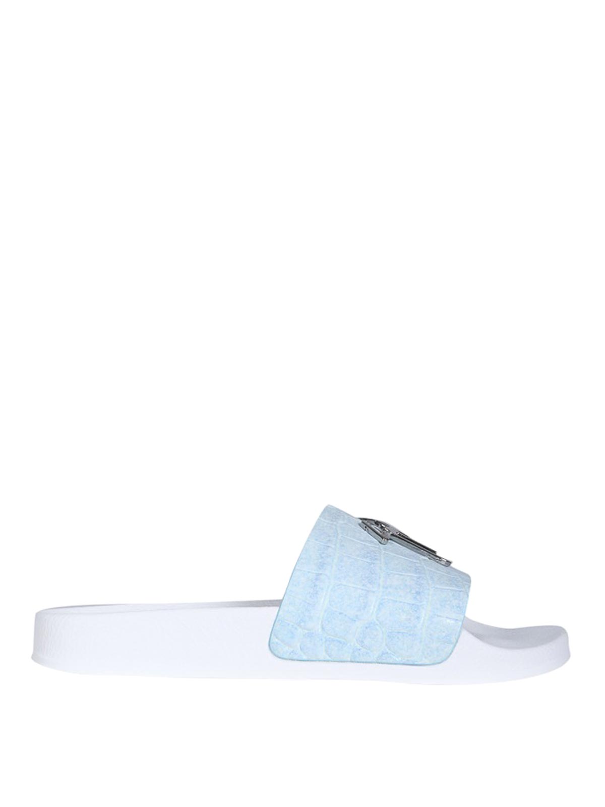 Shop Giuseppe Zanotti Slide Sandalss With Logo In Blue