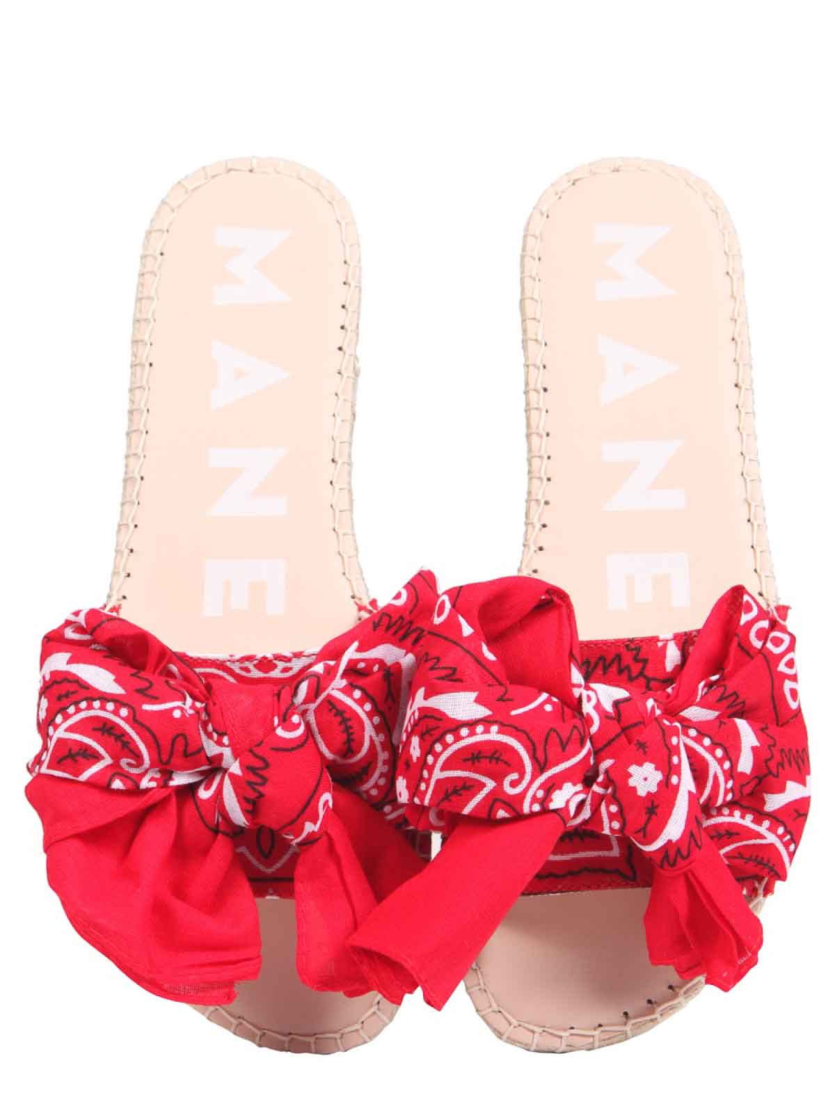 Shop Manebi Low Sandalss With Bandana Bow In Red