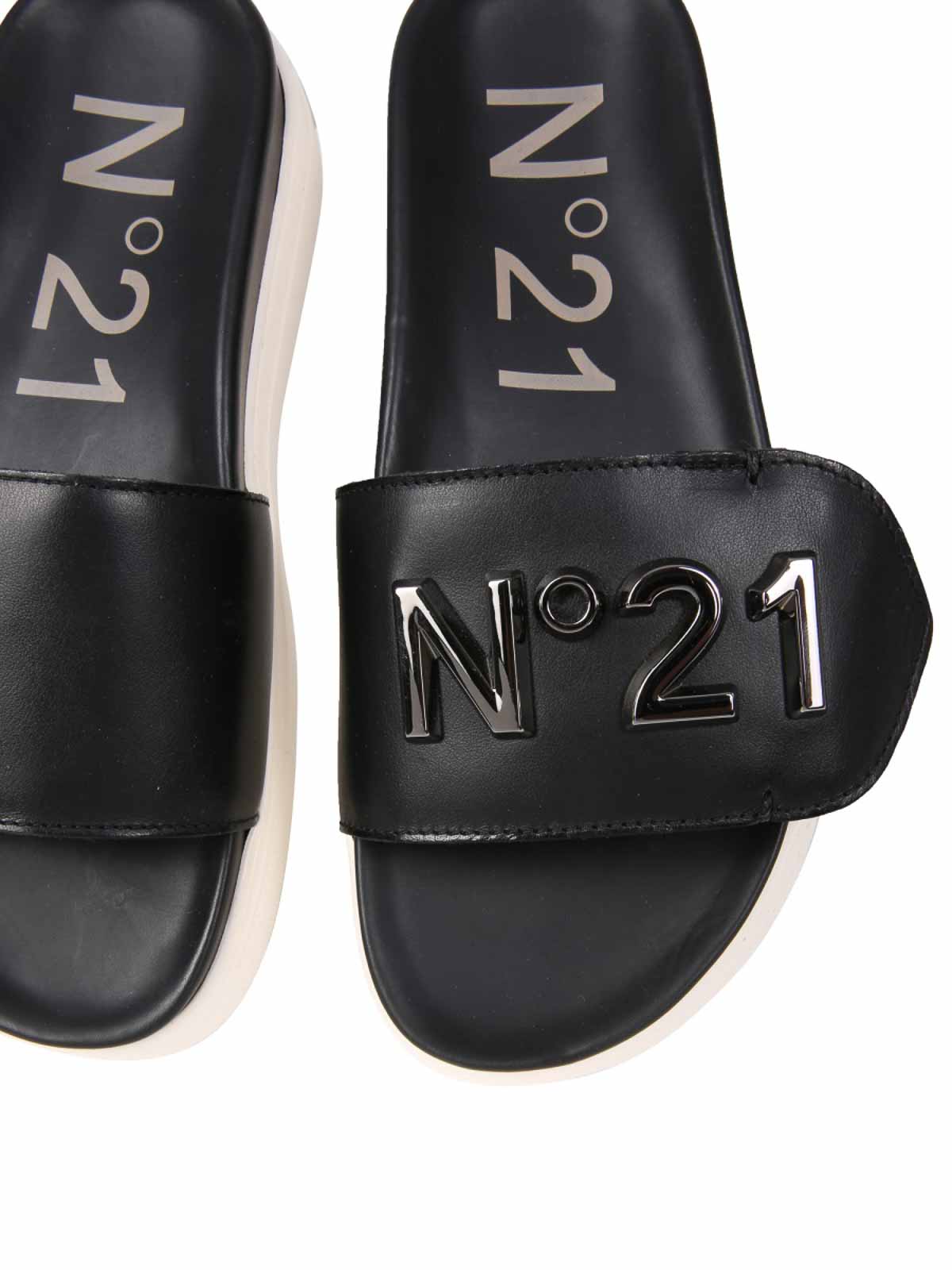 Shop N°21 Logo Sandals In Black