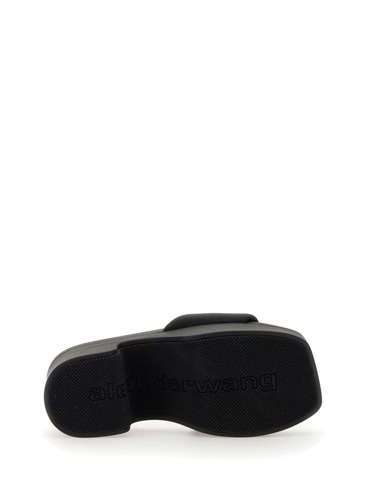 Shop Alexander Wang Slide Platform Sandals With Logo In Black