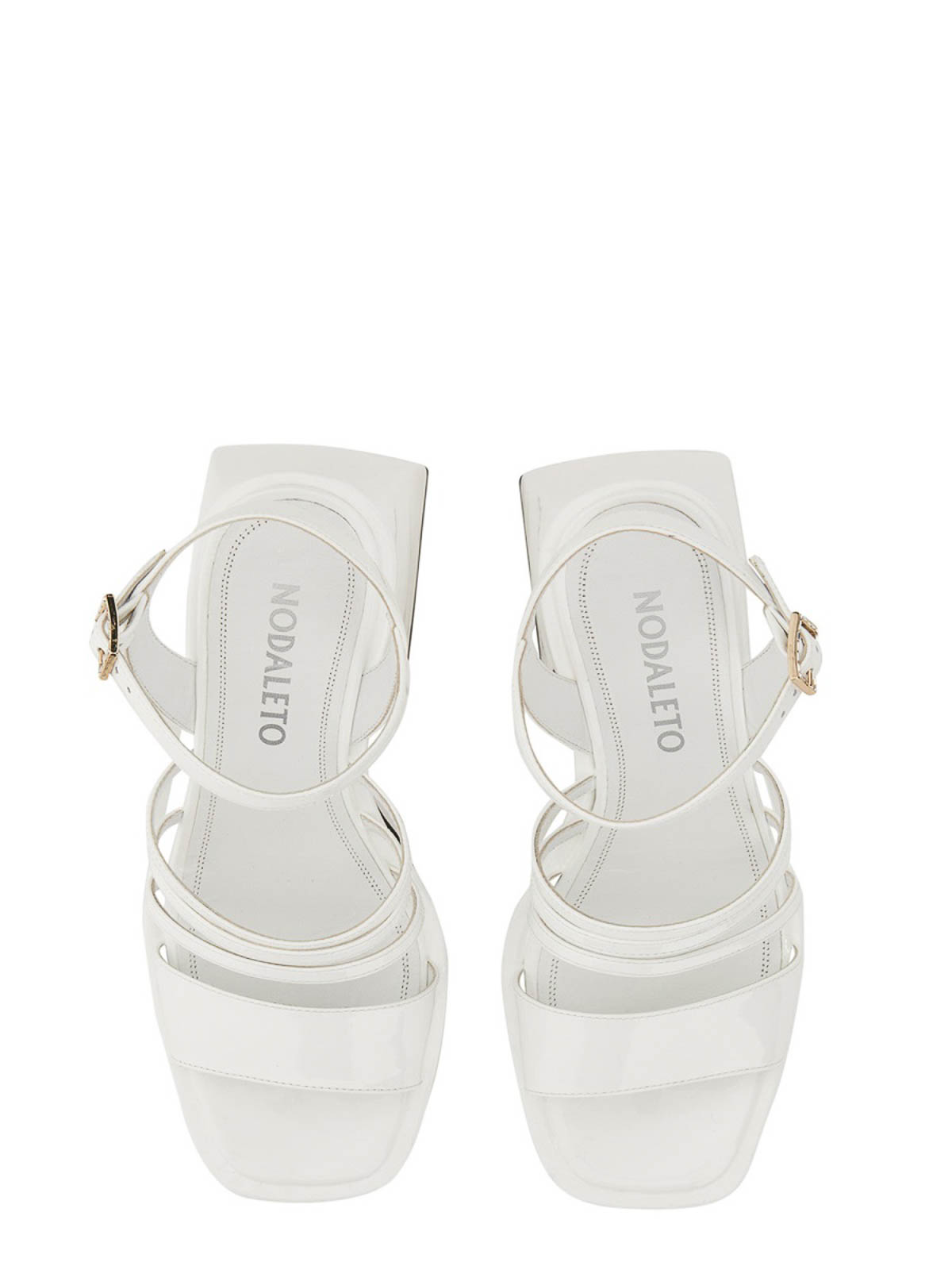 サンダル・ミュール NODALETO Bulla Chibi Sandals - Nodaleto - White - Leather Nodaleto Bulla Chibi glitter platform sandals Nodaleto