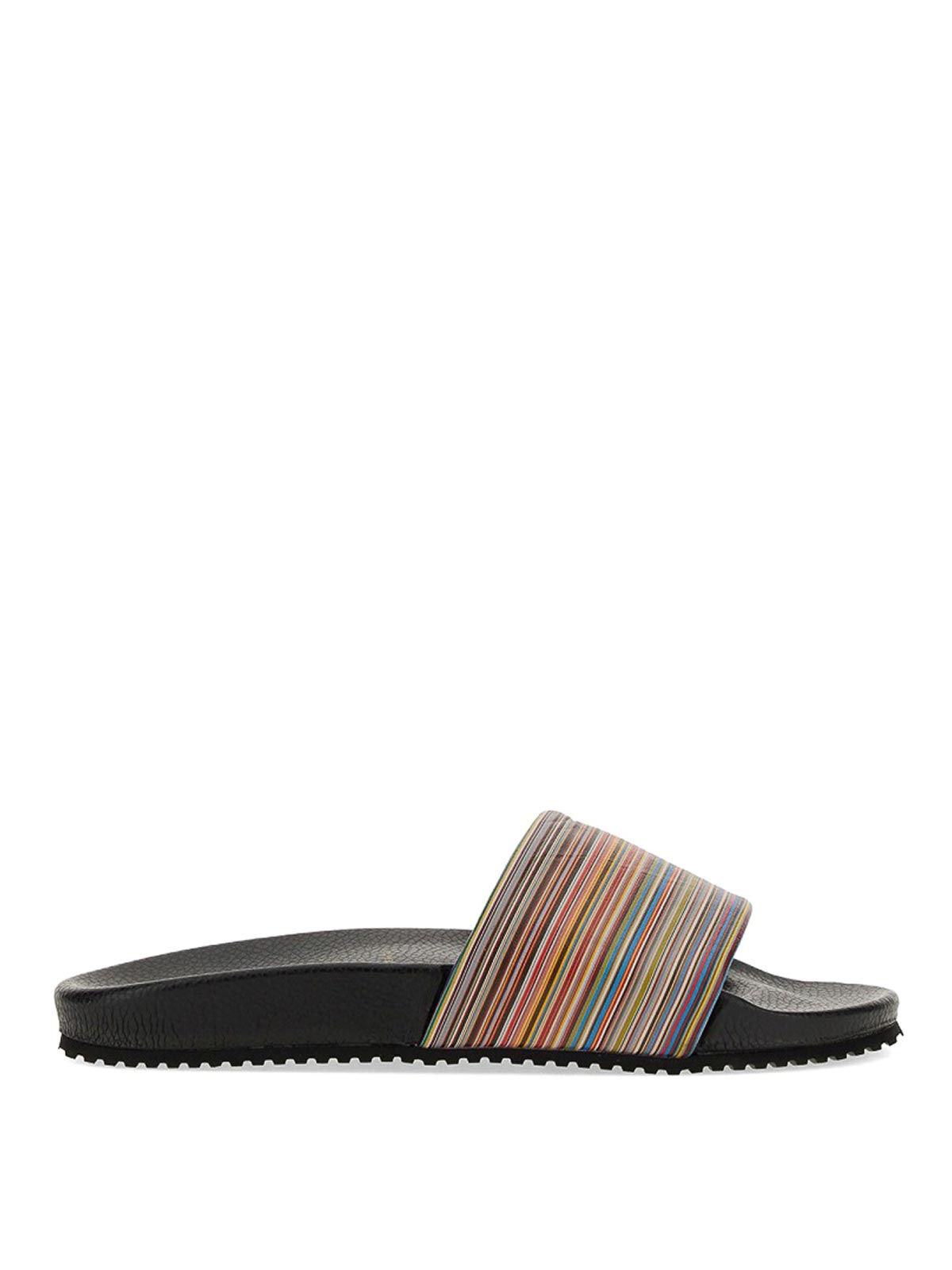 Shop Paul Smith Slide Sandals With Logo In Multicolour