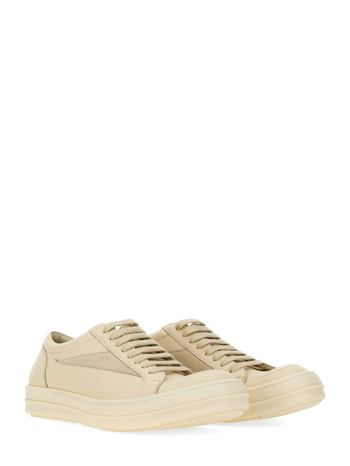 Shop Rick Owens Leather Sneakers In White