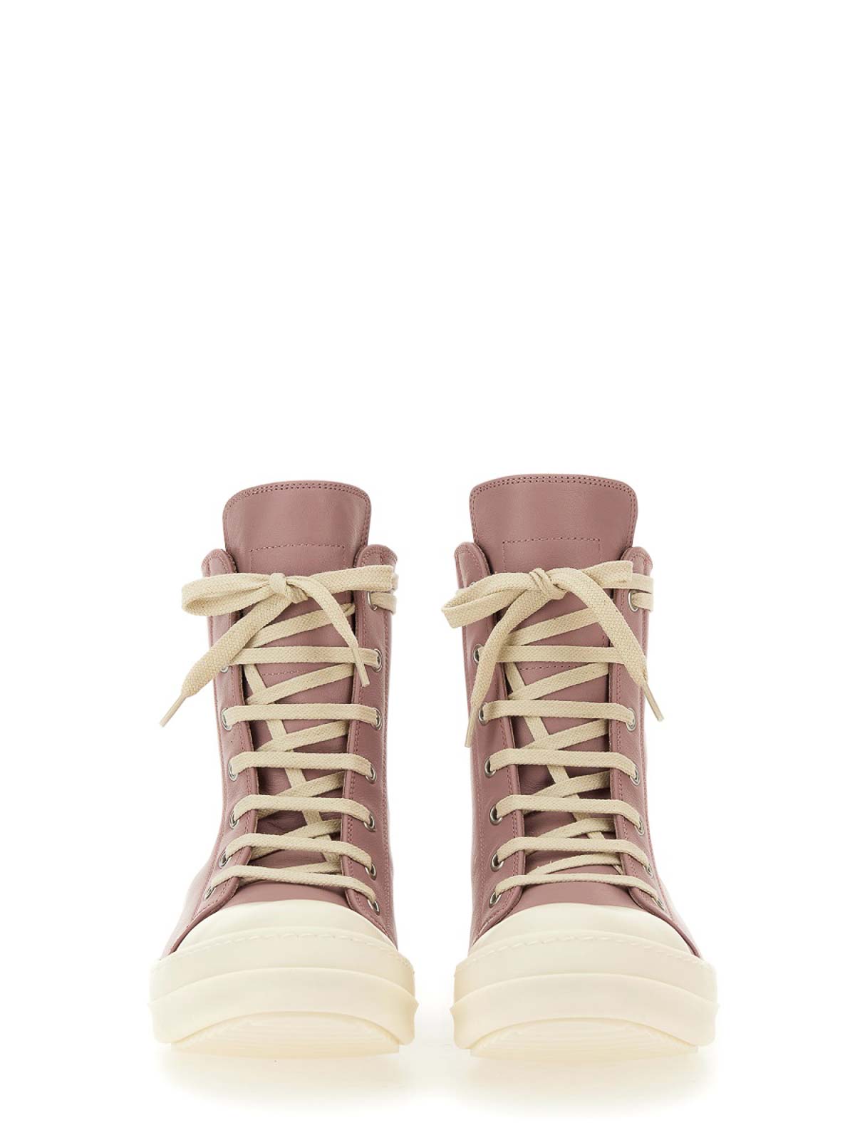 Shop Rick Owens Leather Sneakers In Nude & Neutrals