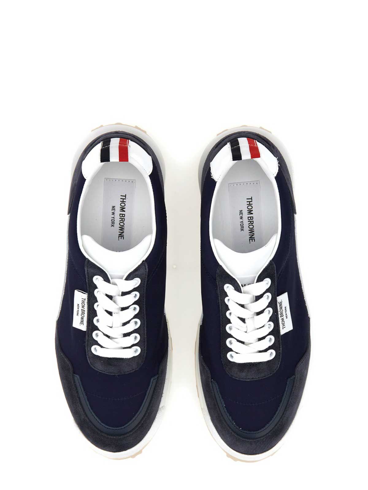 Shop Thom Browne Sneakers With Logo In Blue