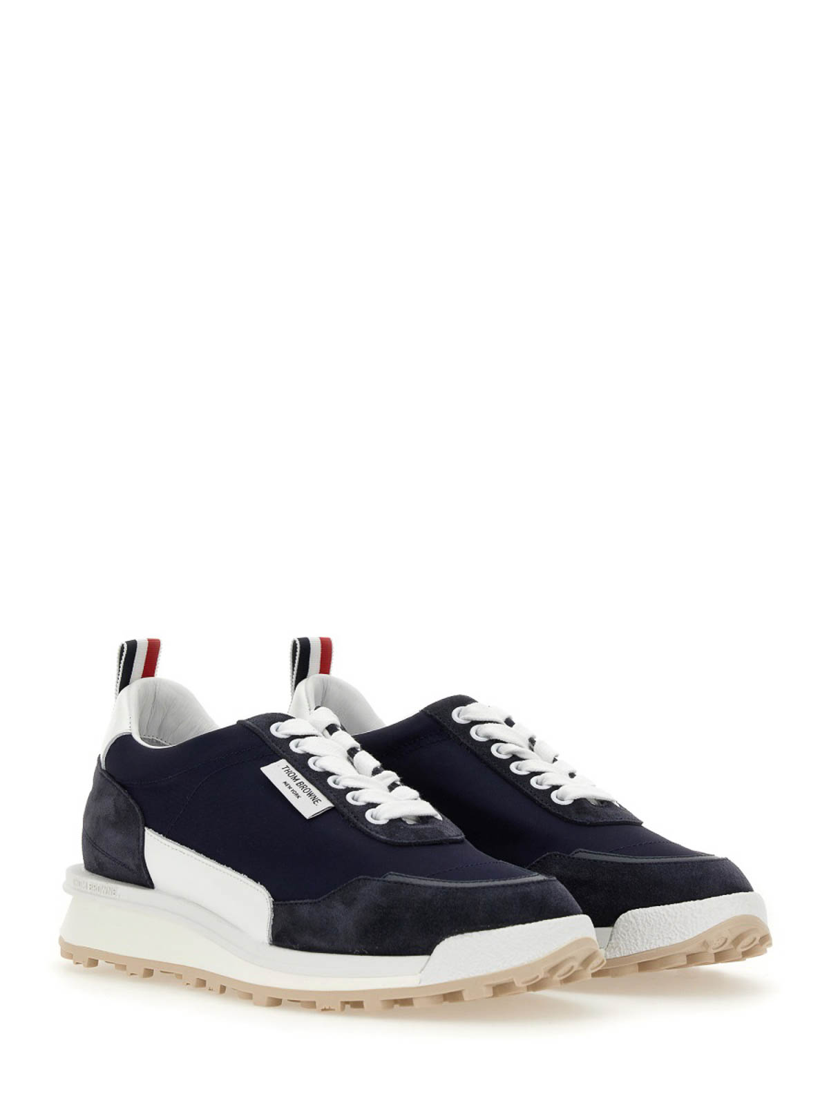 Shop Thom Browne Sneakers With Logo In Blue