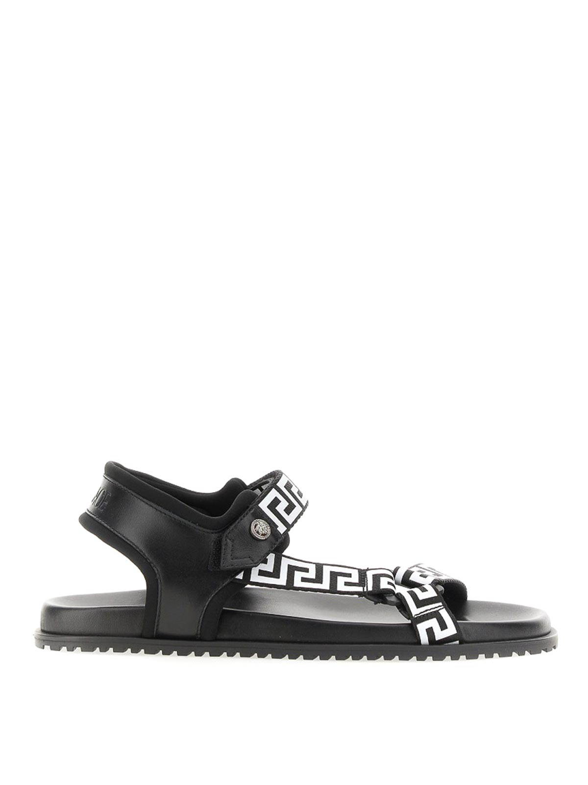 Shop Versace Greek Sandal In Black