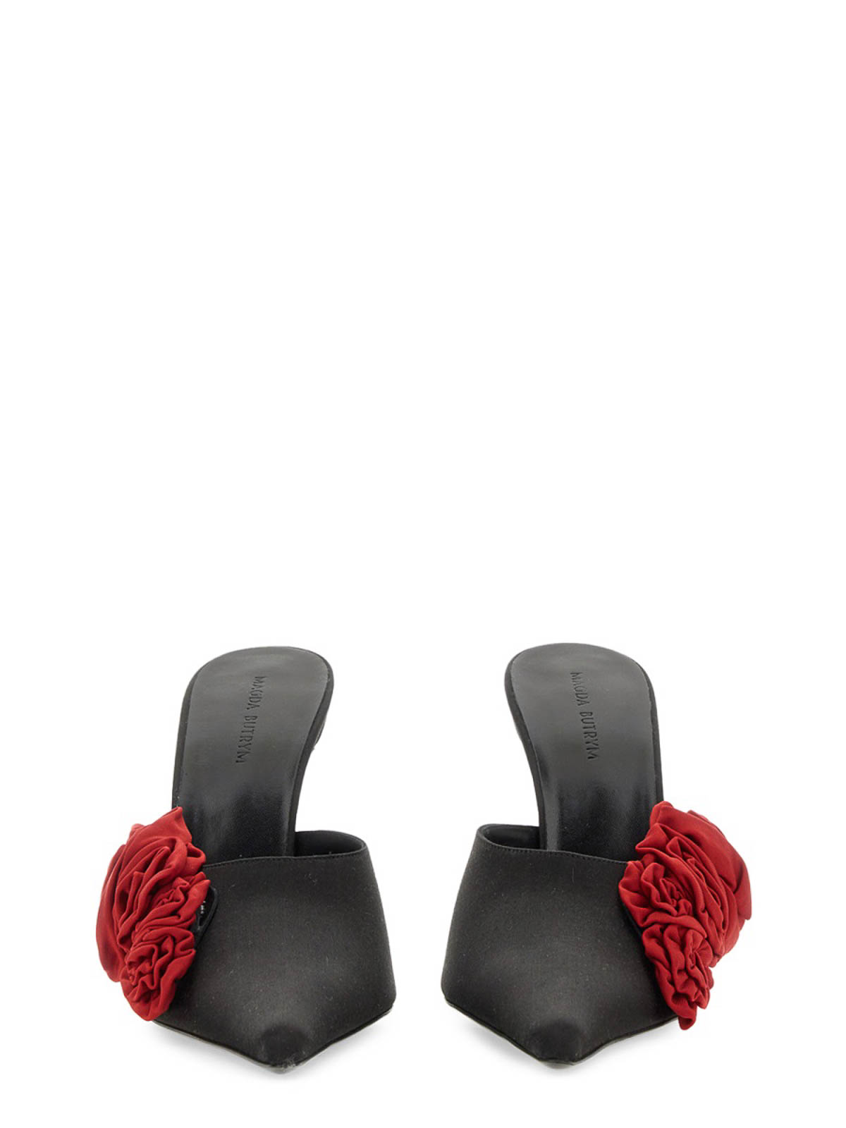 Shop Magda Butrym Pointed Sabot With Flower Application In Black
