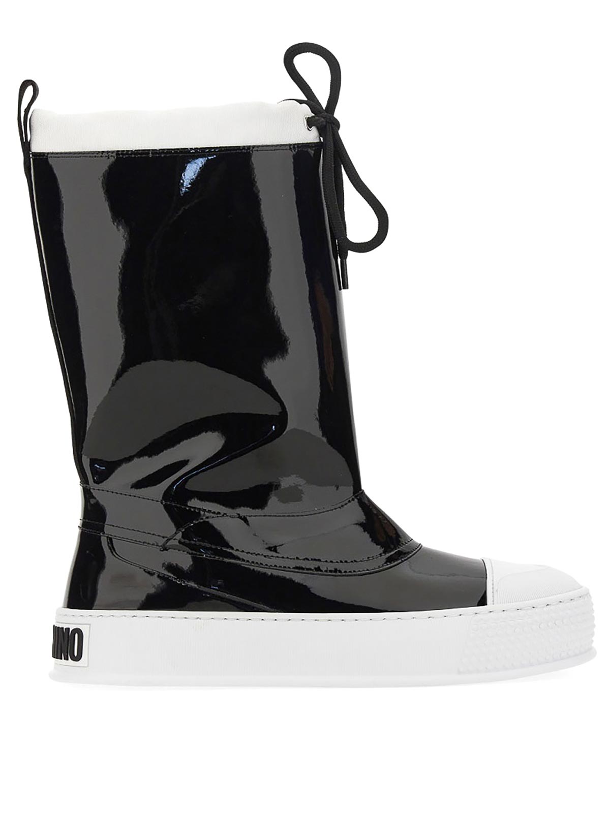 Shop Moschino Logo Boots In Black