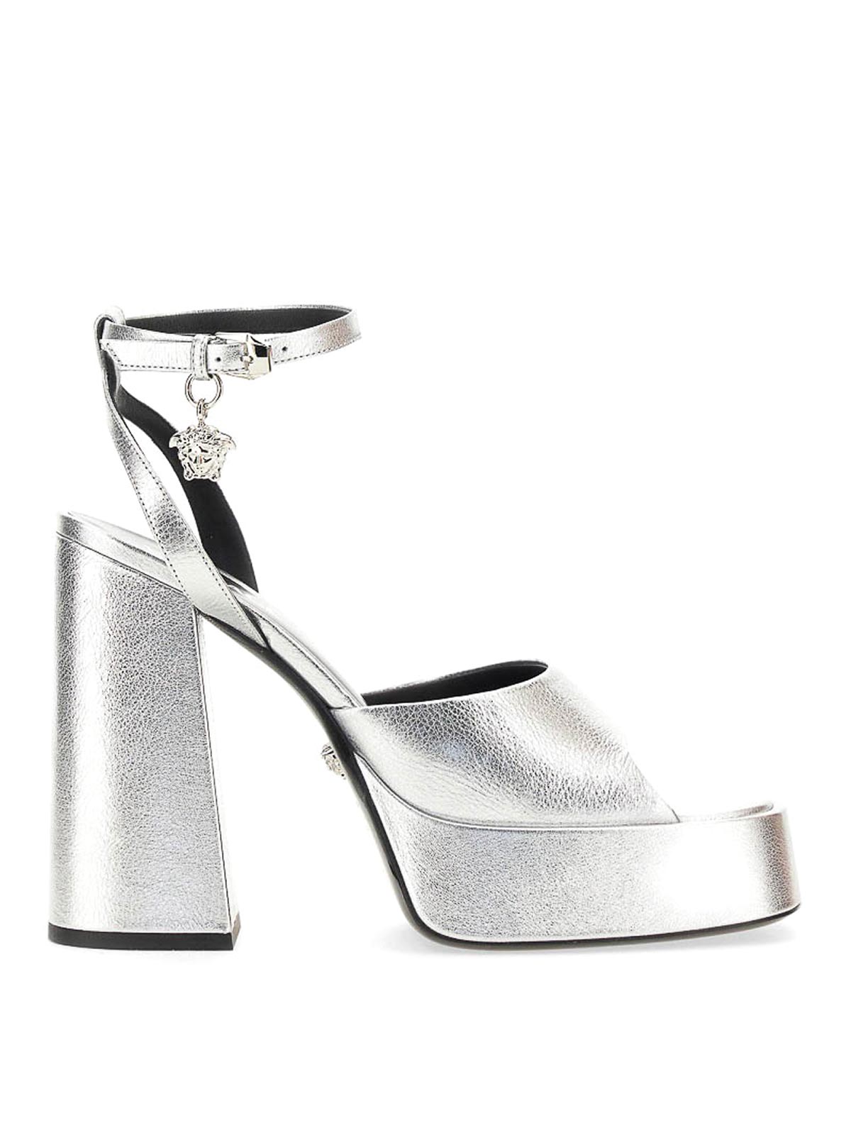 Shop Versace Medusa Sandal Aevitas In Silver