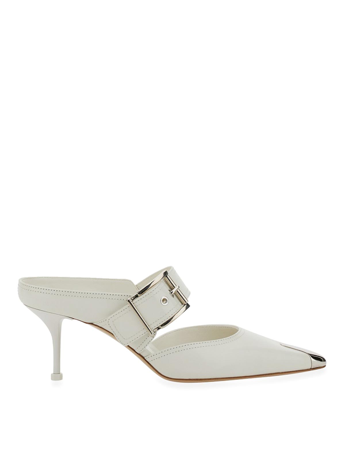 Shop Alexander Mcqueen Punk Sandal With Buckle In White