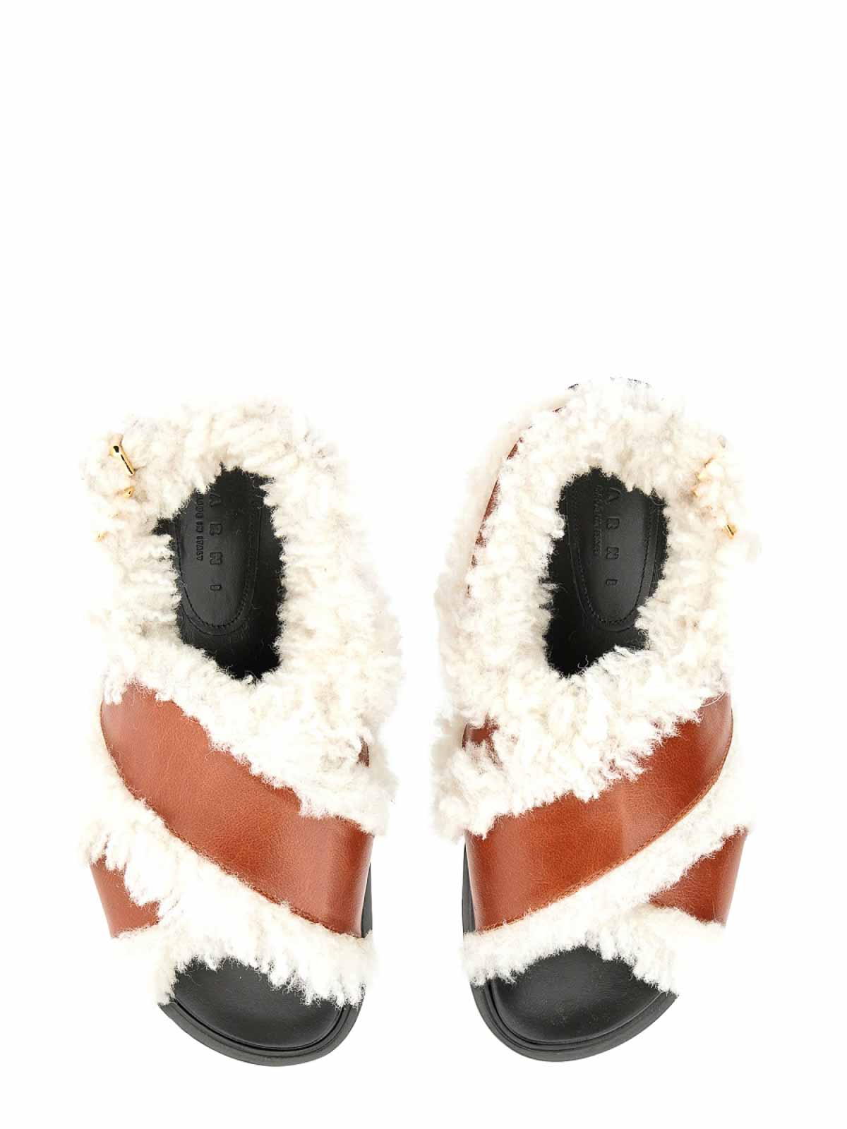 Shop Marni Criss-cross Sandals In Light Brown
