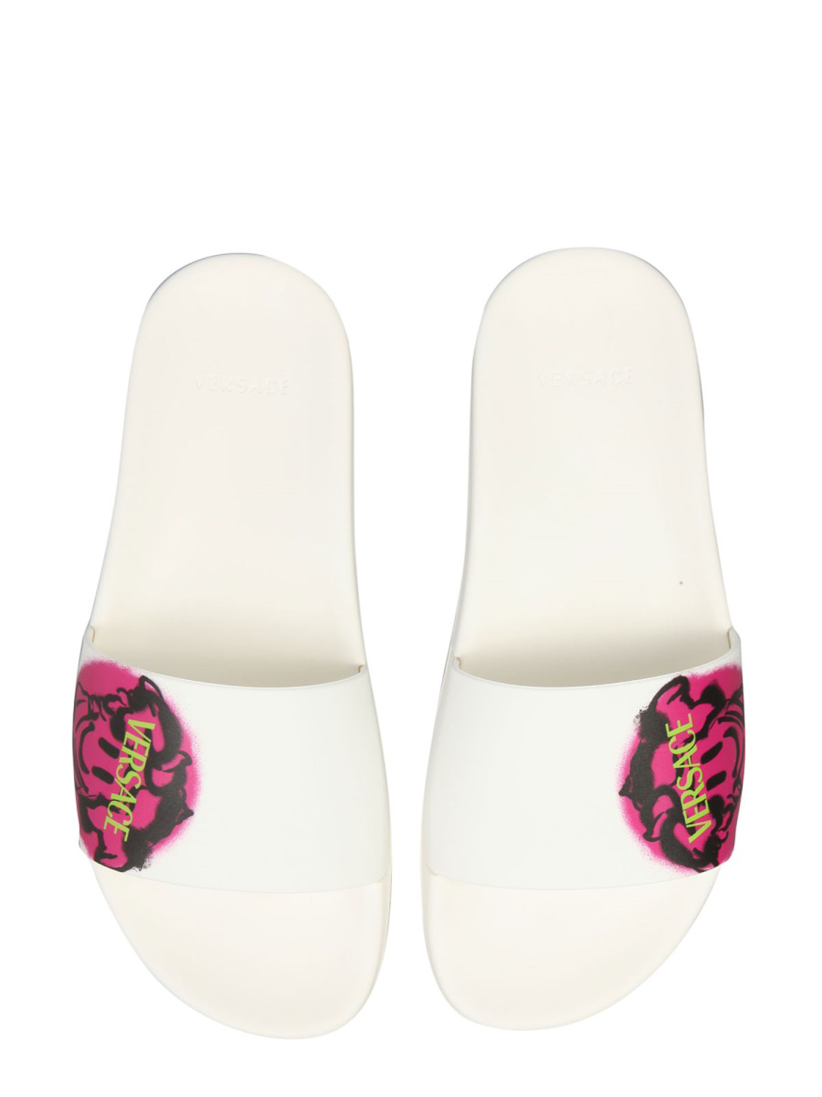 Shop Versace Medusa Smiley Slide Sandals In White