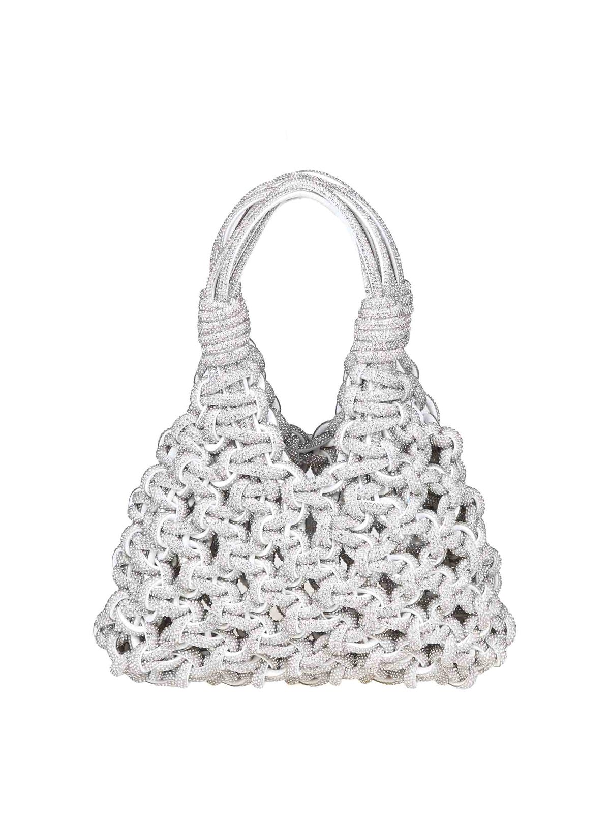 Shop Hibourama Woven Handbag In Silver