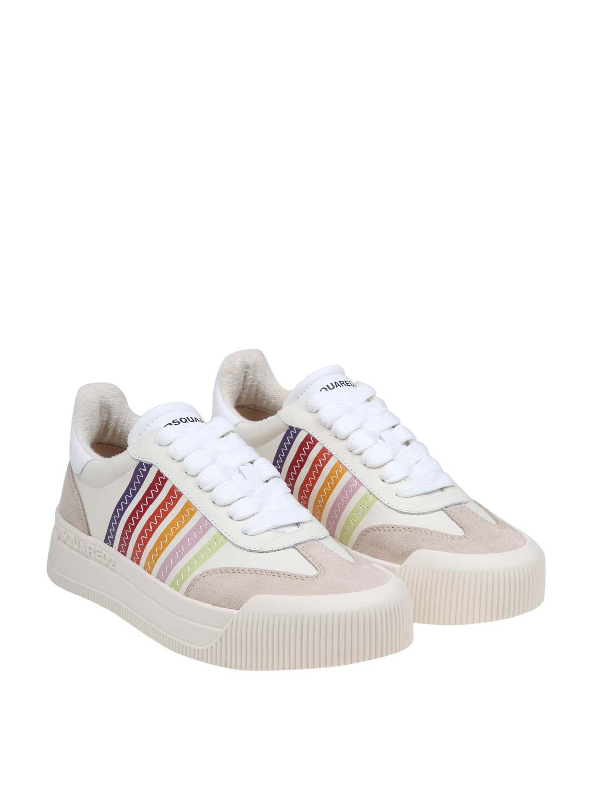Shop Dsquared2 Leather Sneakers In Multicolour