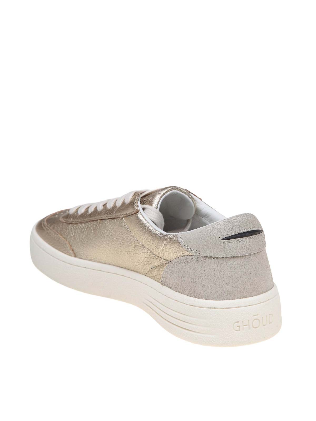 Shop Ghoud Venice Leather Sneakers In White Gold