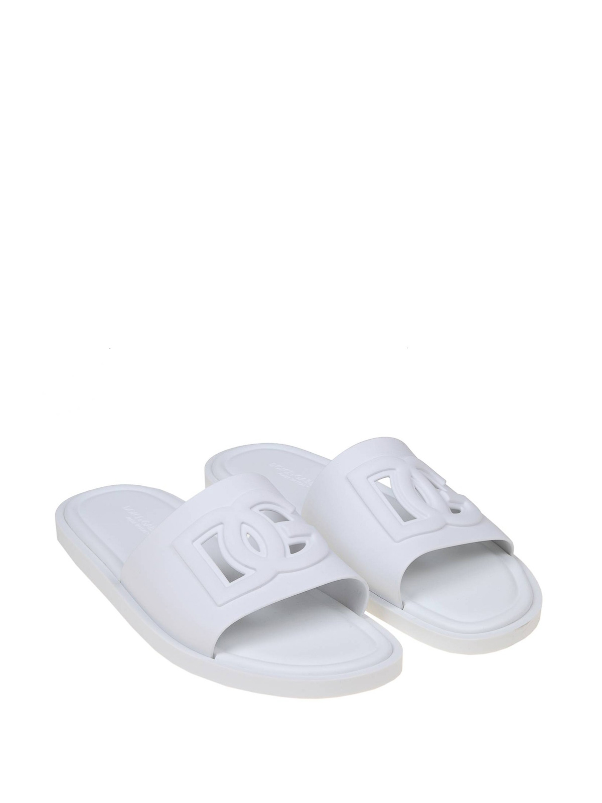 Shop Dolce & Gabbana Logoed Sandals In White