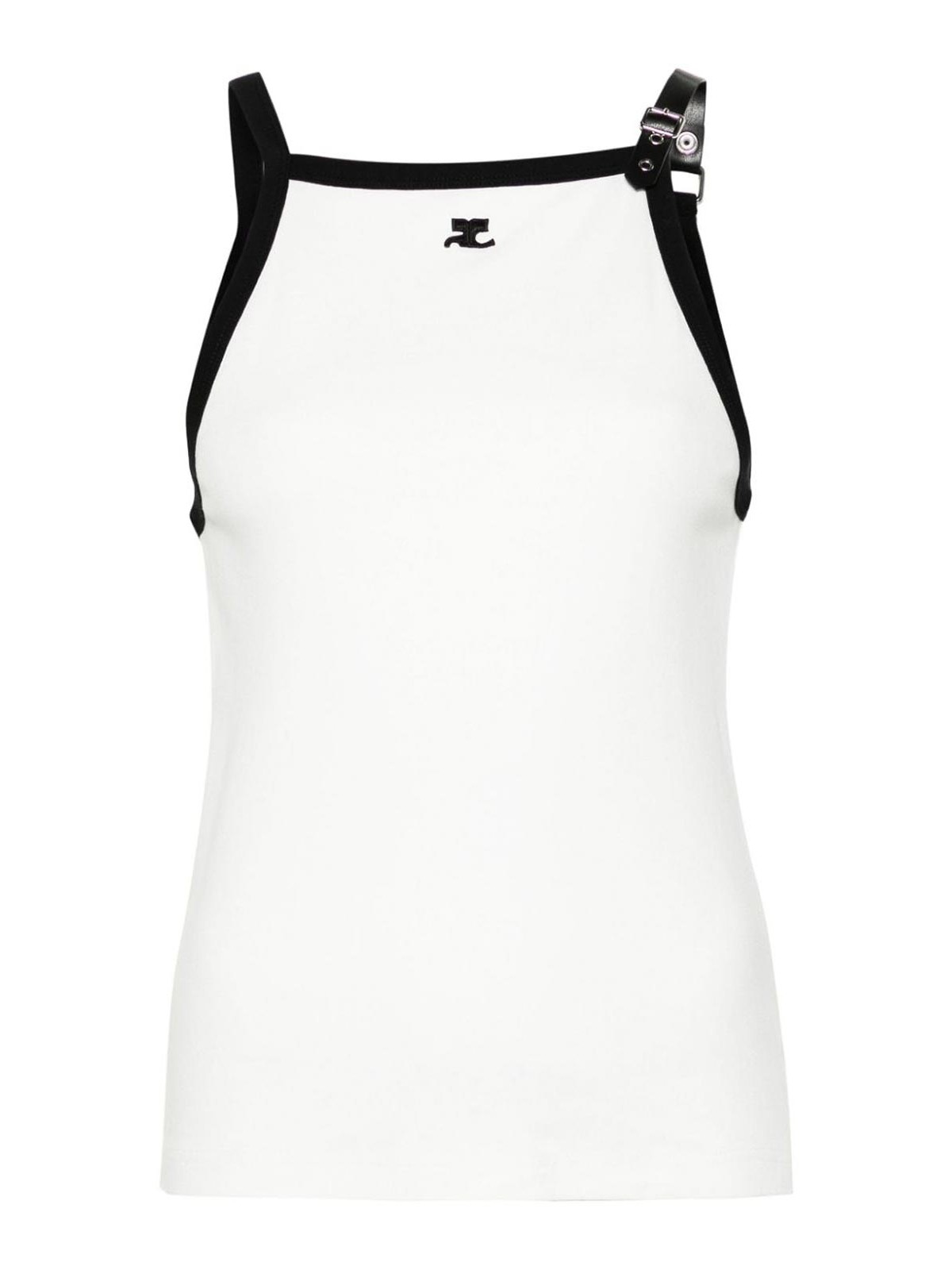 Courreges Buckle contrast-trim tank top|124JDE067JS00700098
