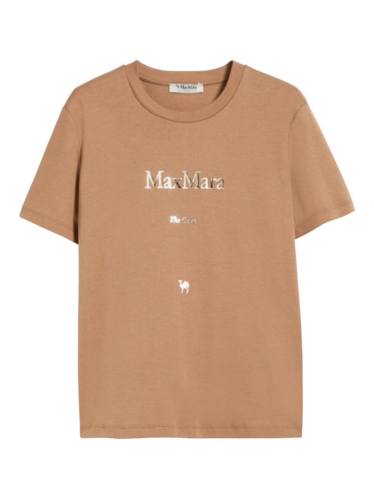 Max Mara Jersey T-shirt With Print In Camel