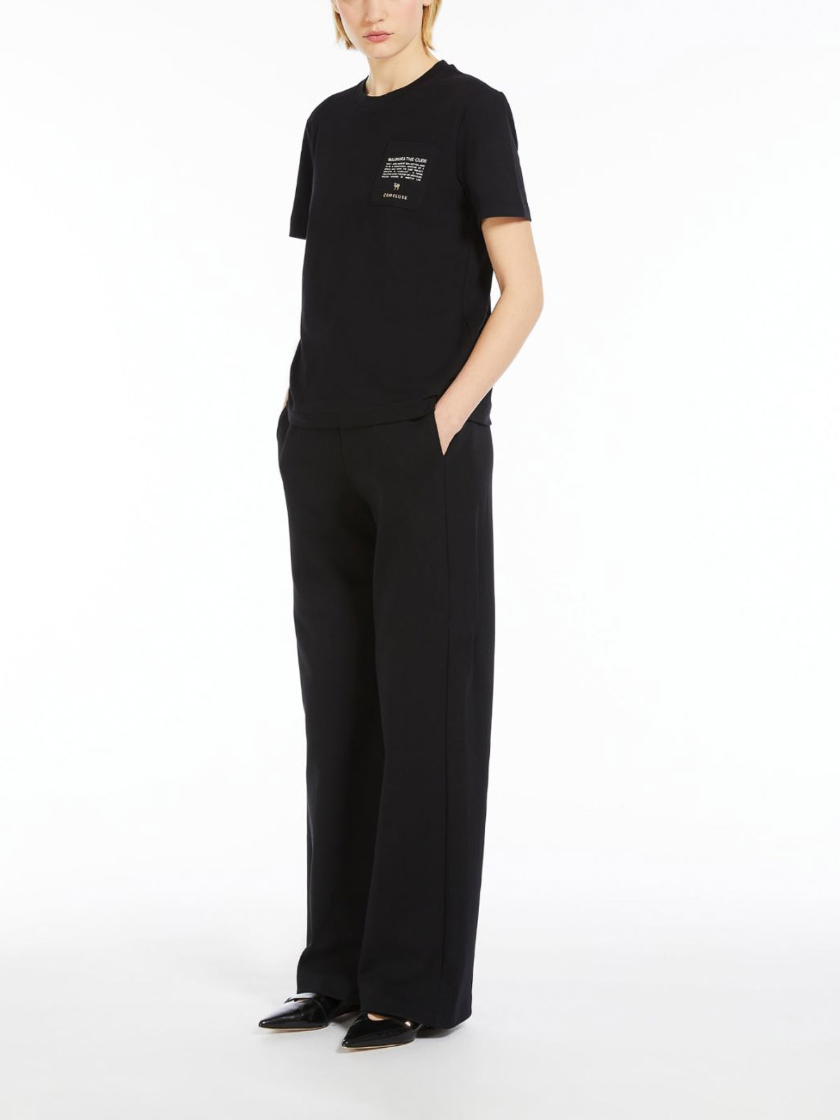 Shop Max Mara Jersey T-shirt With Pocket In Black