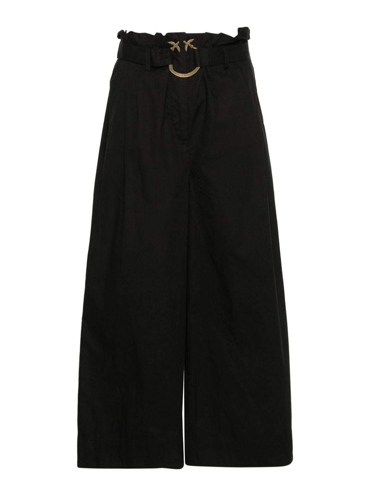 Shop Pinko Poseidone High-waist Wide-leg Trousers In Black