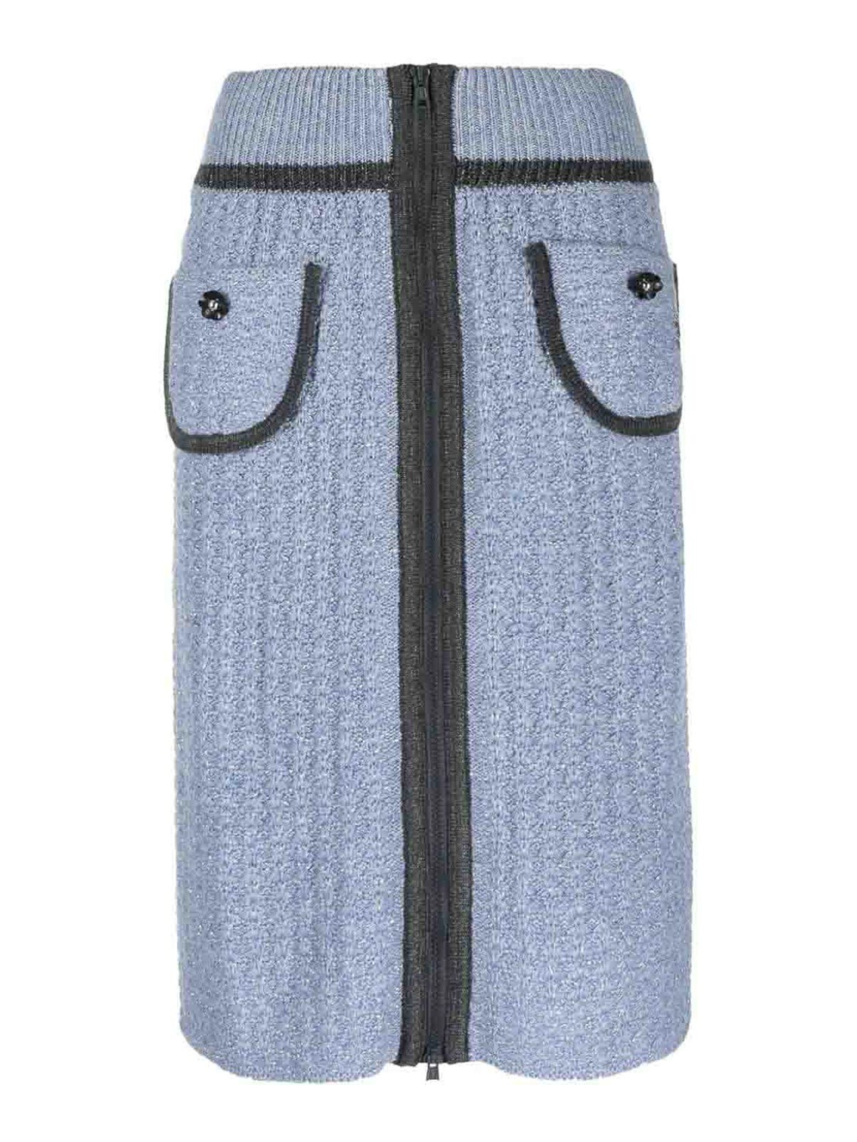 Shop Cormio Knee-length Knitted Skirt In Blue