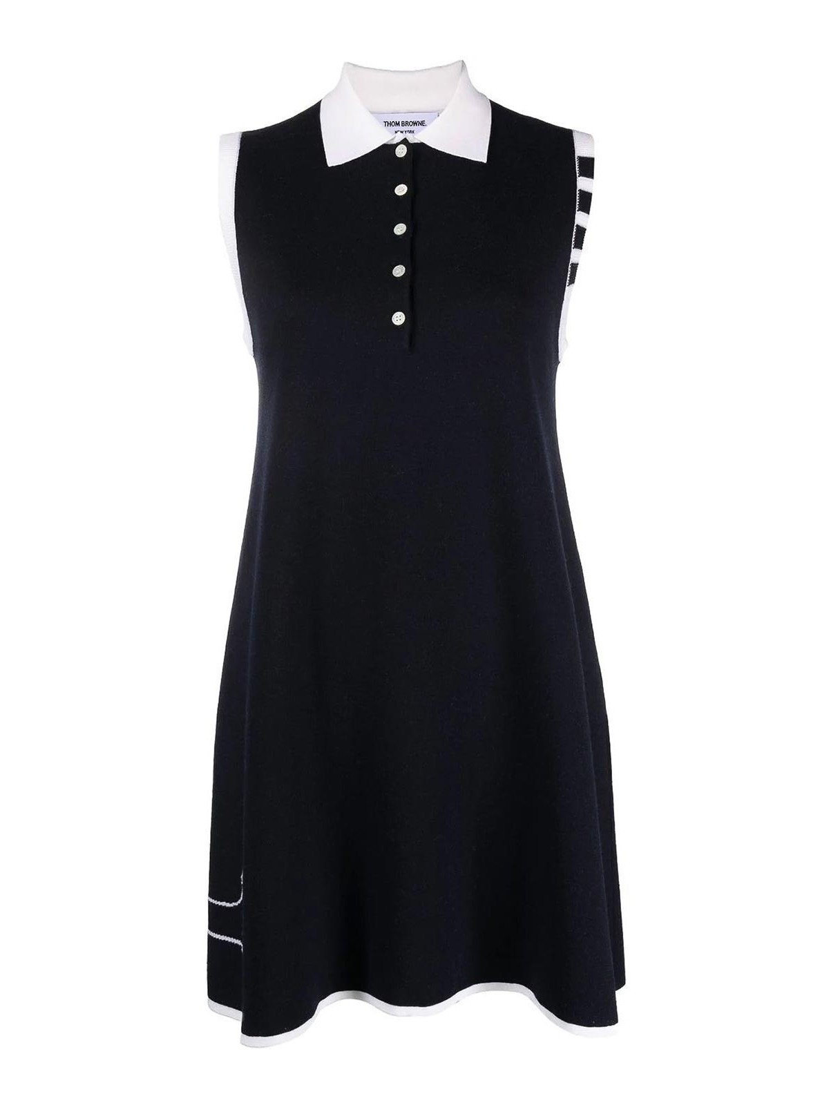 Shop Thom Browne Signature 4-bar Stripe Dress In Dark Blue